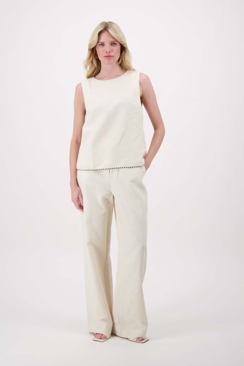 Zusss | Linnen top mouwloos met detail soft kit