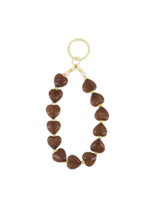 Zusss | Sleutelhanger met parels hazelnut