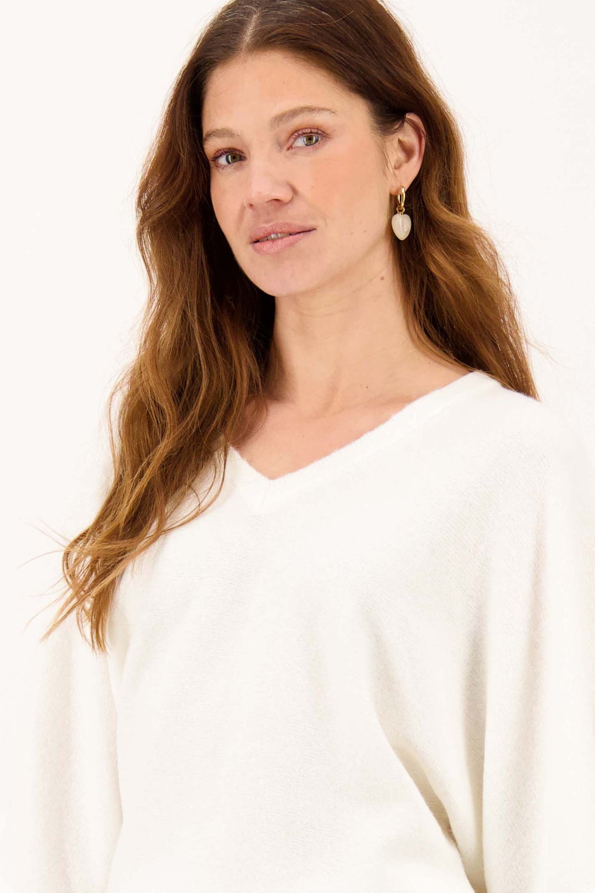 Zusss | Oorbellen met hart en parel grey oyster