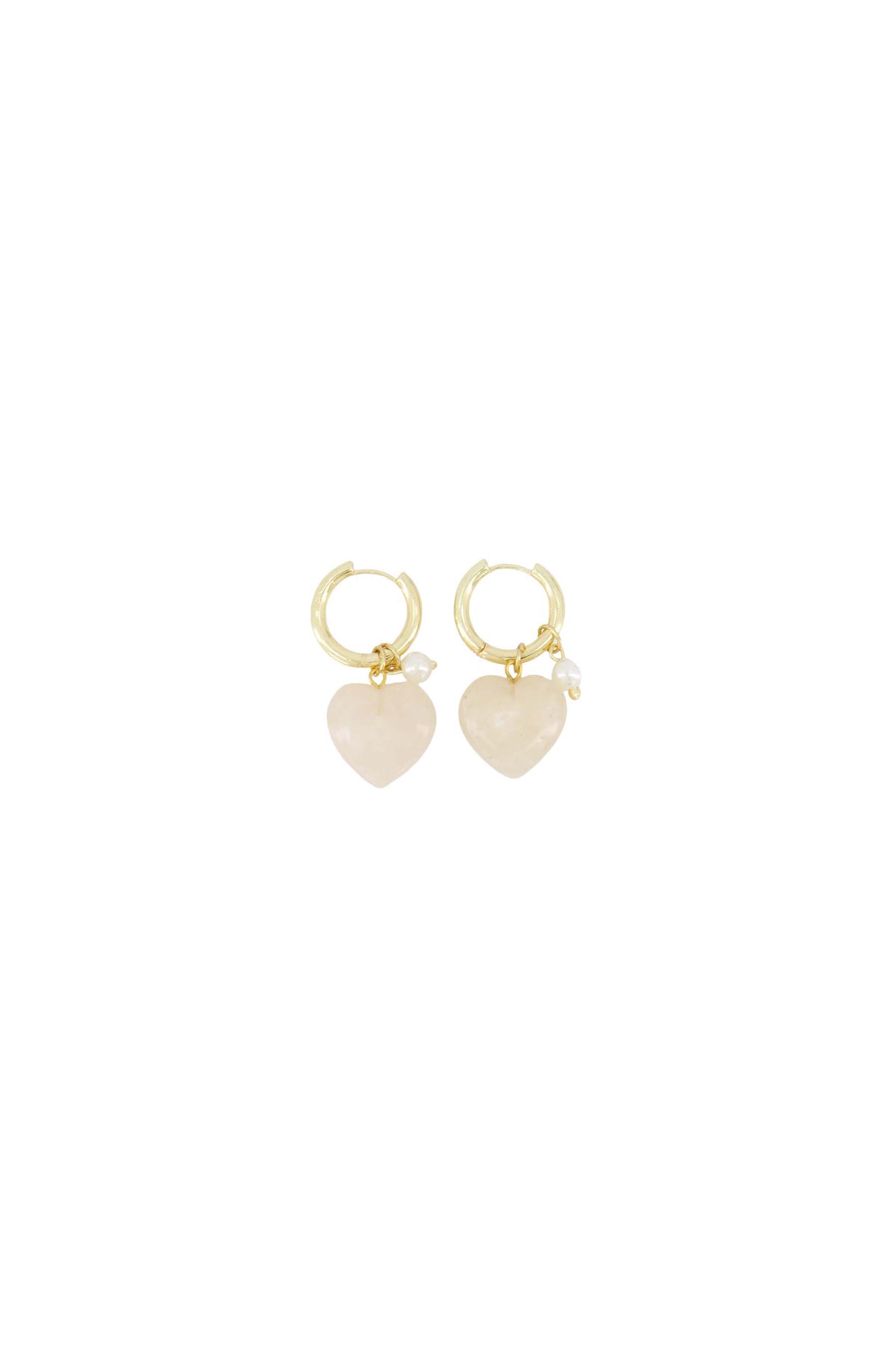 Zusss | Oorbellen met hart en parel grey oyster