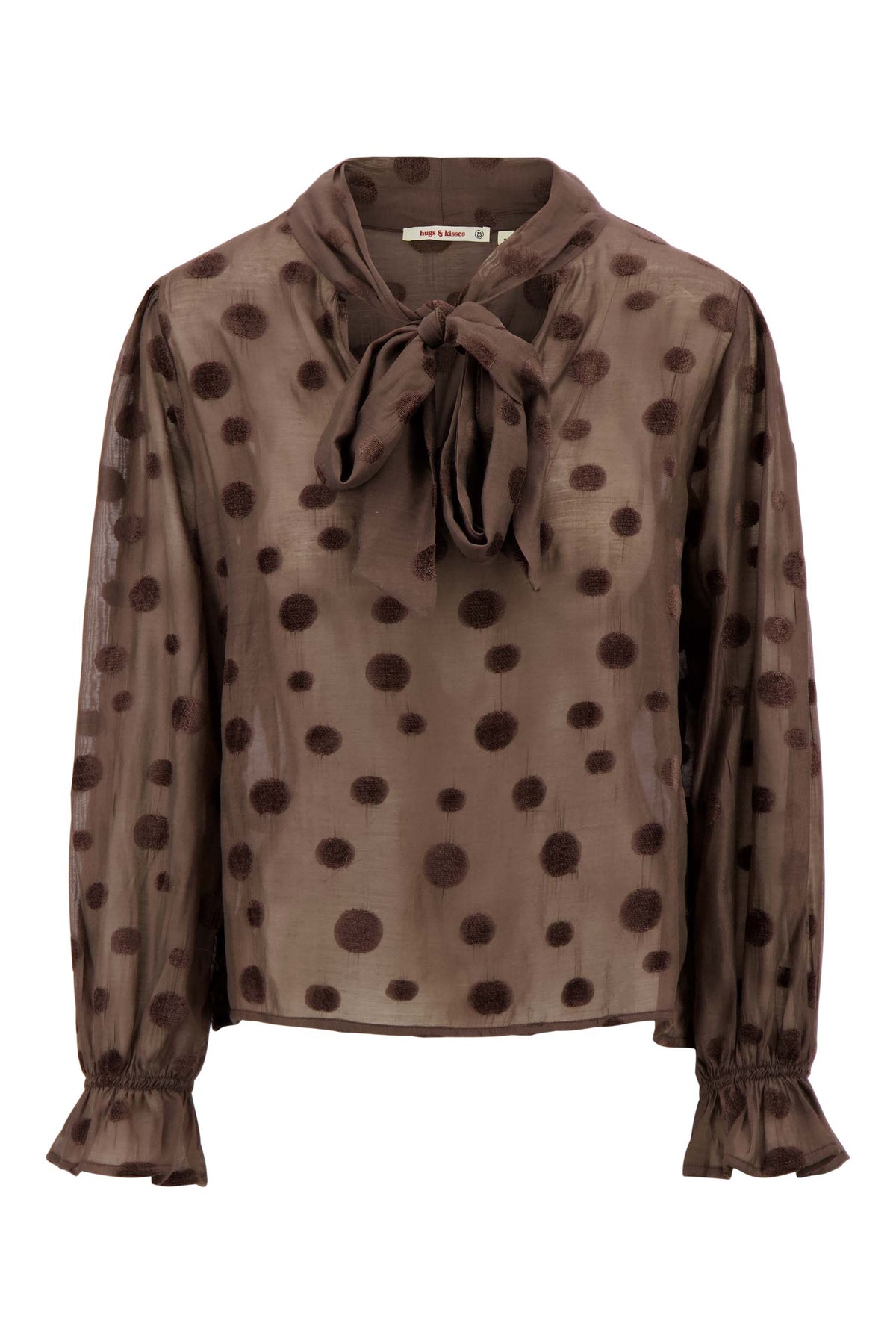 Zusss | Blouse met stippen en strik choco