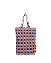 Selected by | Katoenen shopper geblokt paars/blauw