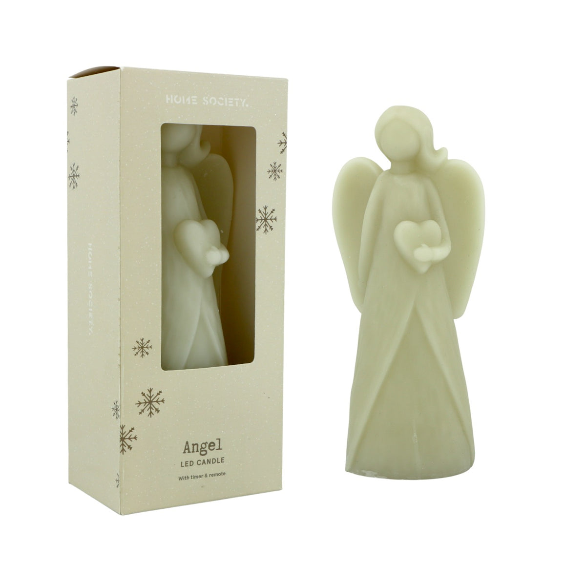 Home Society | LED Kaars Angel L LED greige