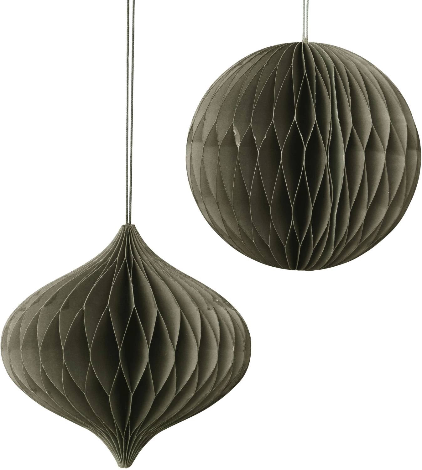 Broste Copenhagen | Papieren kerstbal 13cm groen set van 2