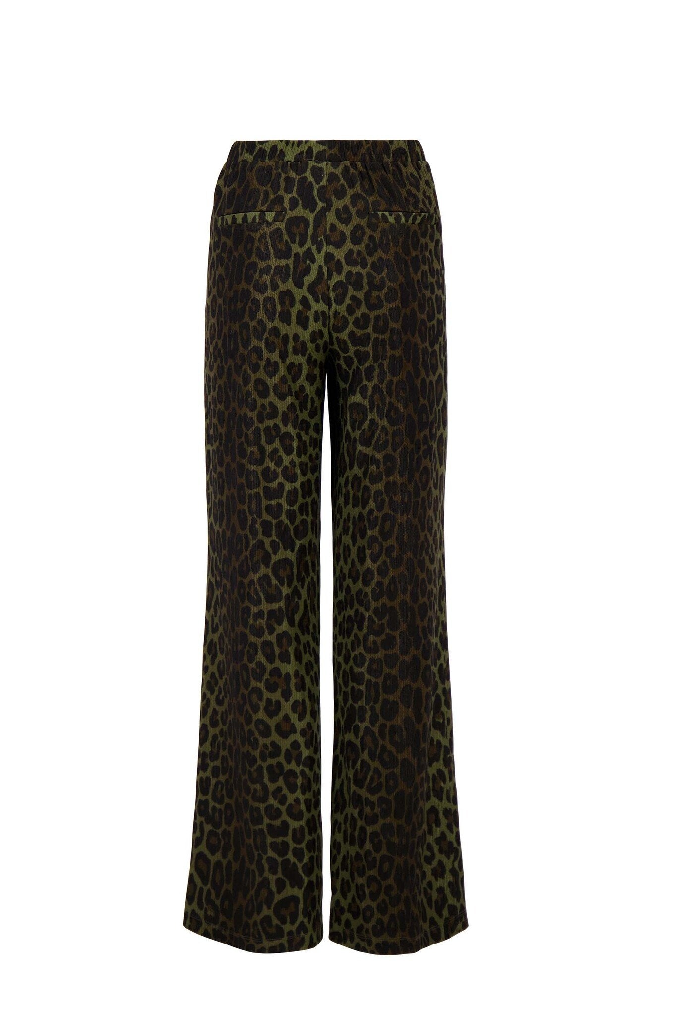 Zusss | Broek leopard crincle grijsgroen/zwart