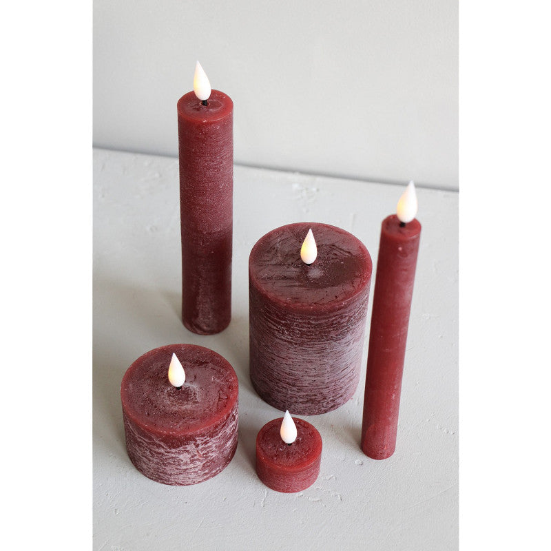 Home Society | Theelichtjes LED oplaadbaar burgundy 6 stuks