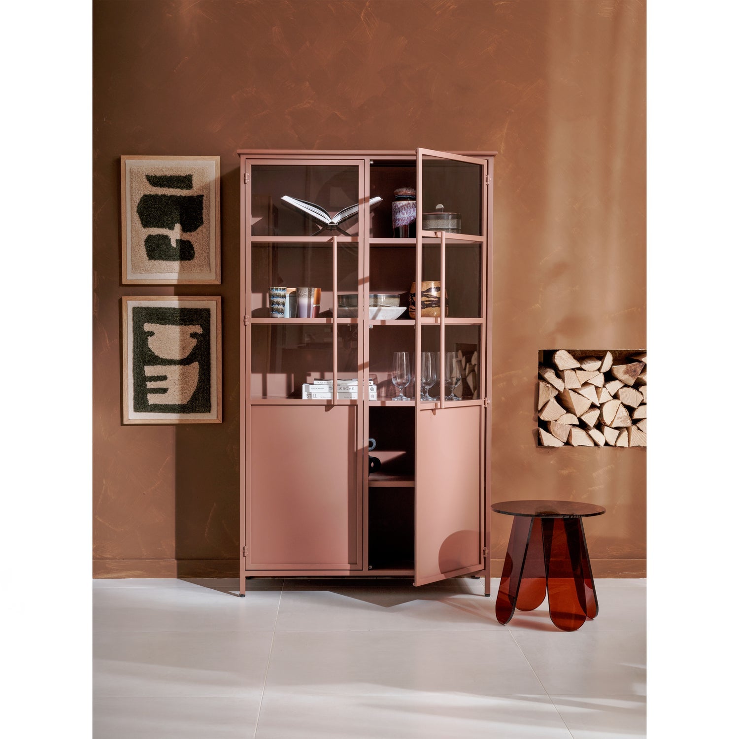 Woood | Vitrinekast Exhibit tan