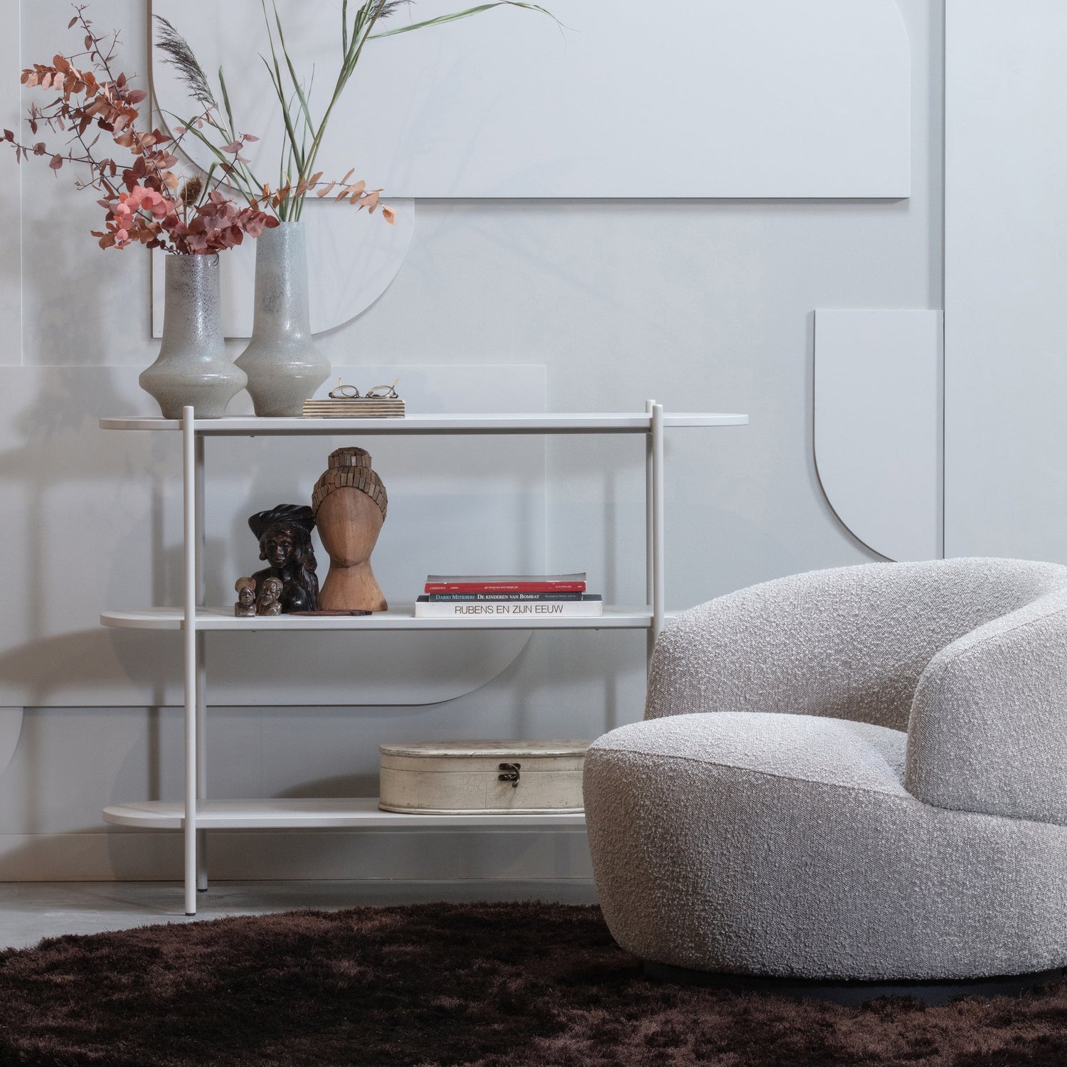 Woood | Draaifauteuil Woolly boucle naturel melange