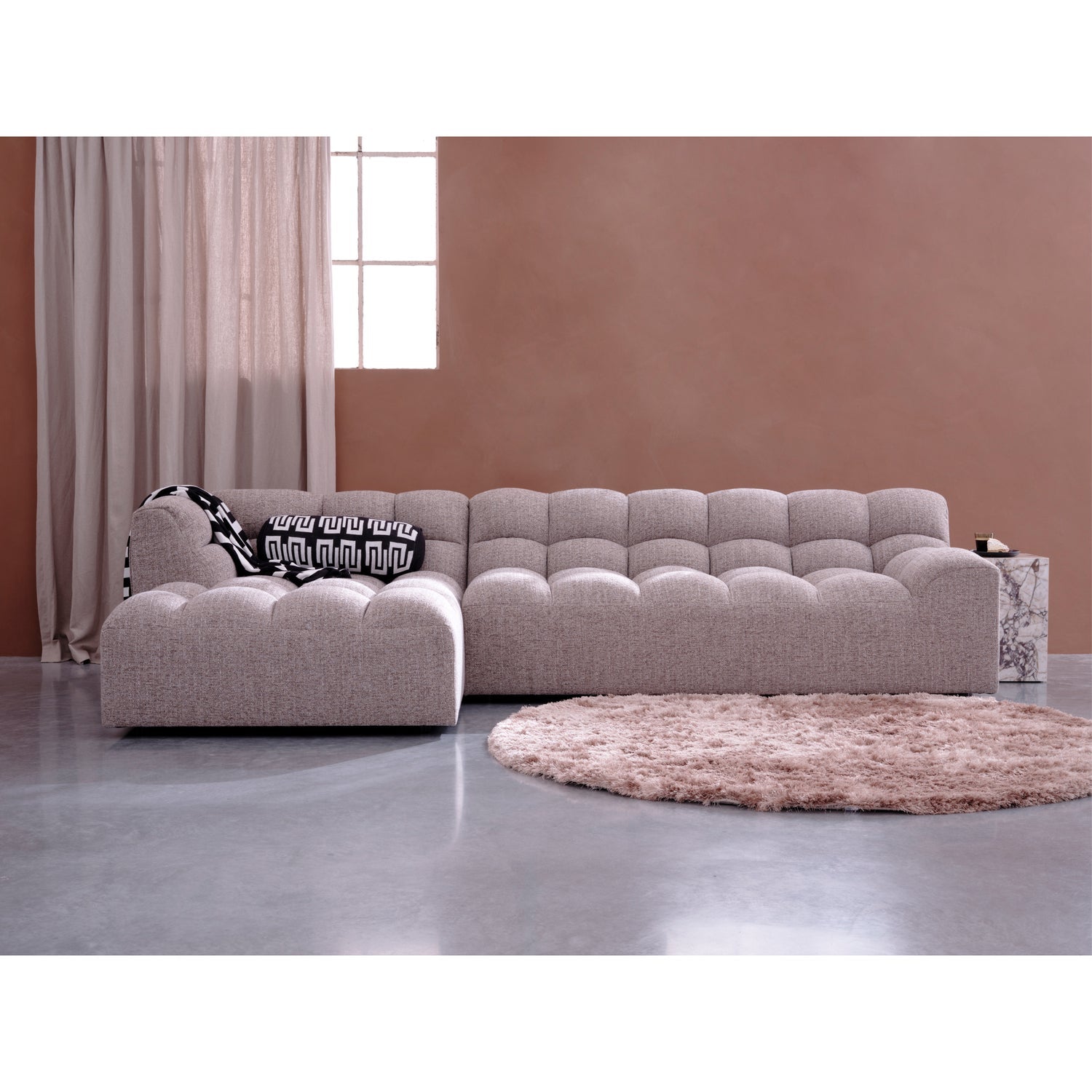 Woood | Vloerkleed rond Praline nougat