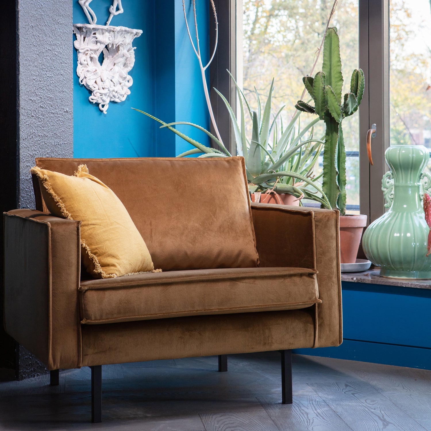 Woood | Fauteuil Rodeo velvet honinggeel
