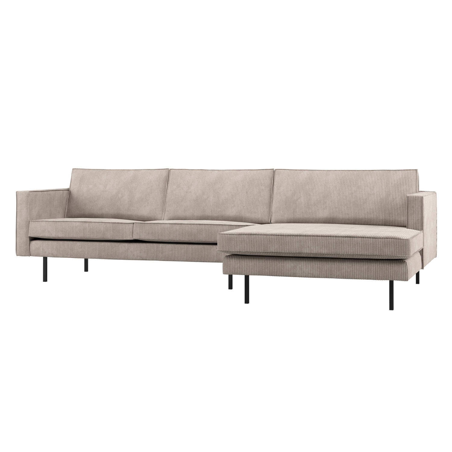 Woood | Chaise Longue Rodeo rechts ribstof donkerzand