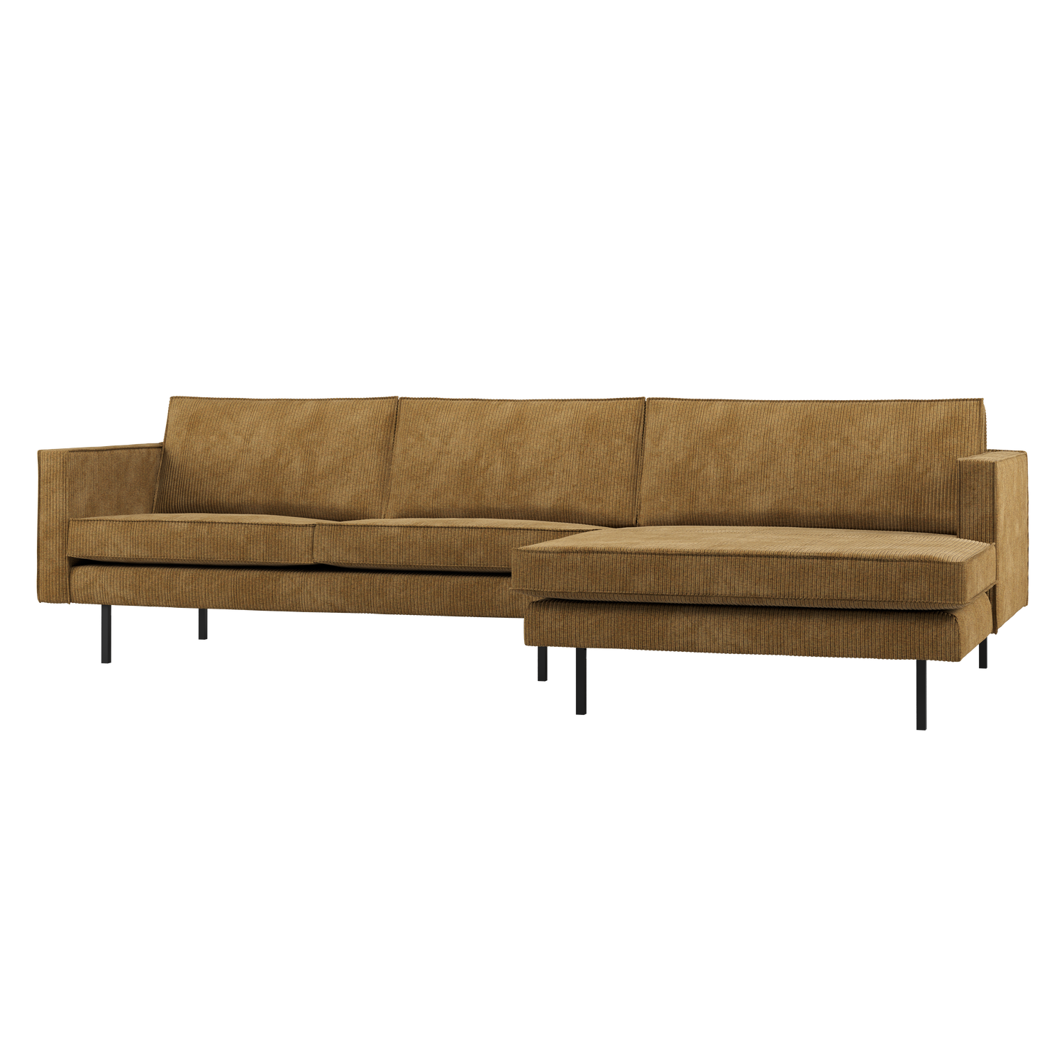 Woood | Chaise Longue Rodeo rechts ribstof honinggeel