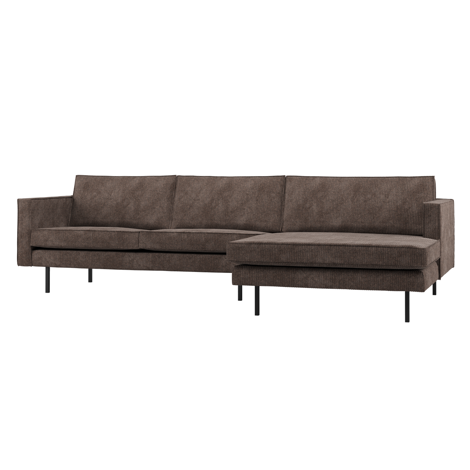 Woood | Chaise Longue Rodeo rechts ribstof bruin
