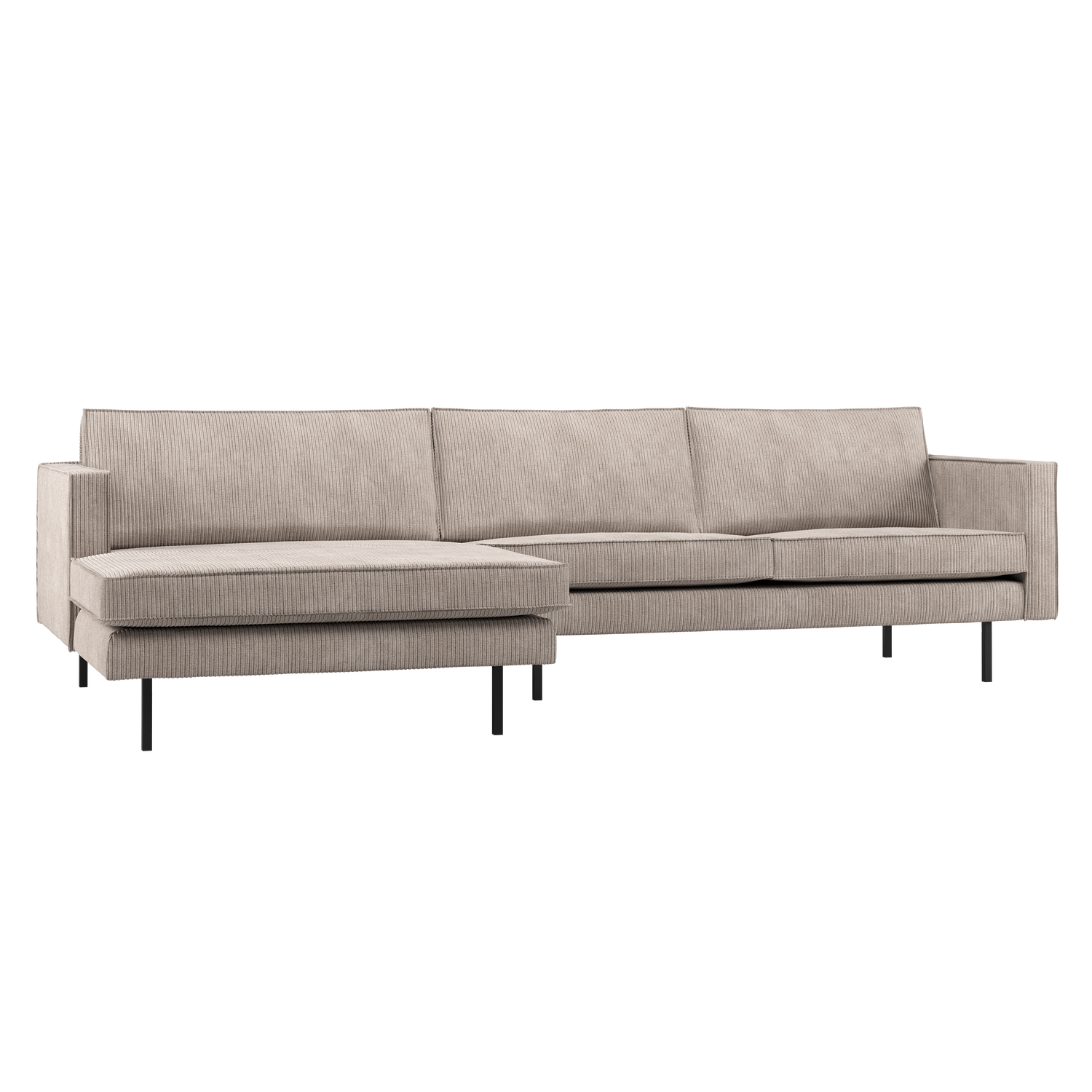 Woood | Chaise longue Rodeo links ribstof donkerzand