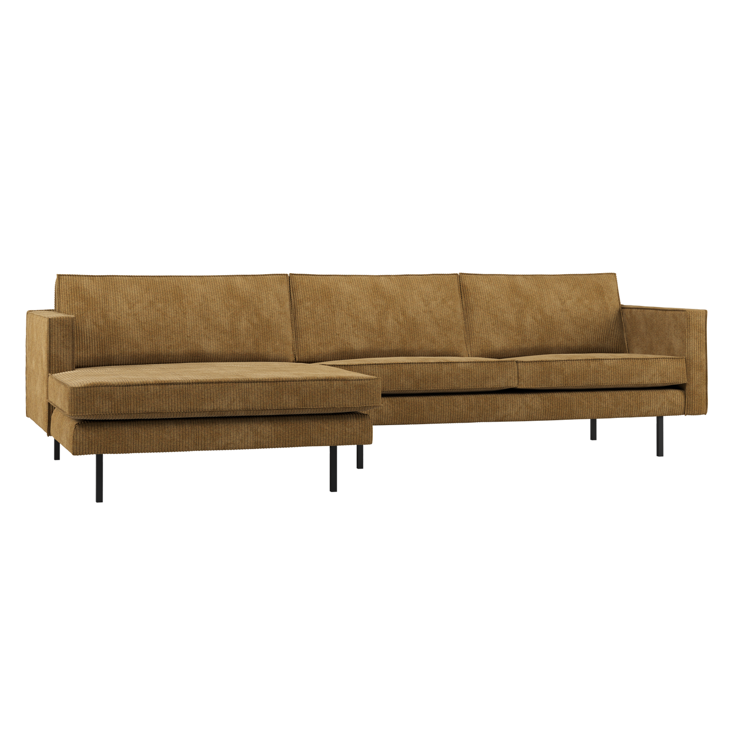 Woood | Chaise longue Rodeo links ribstof honinggeel