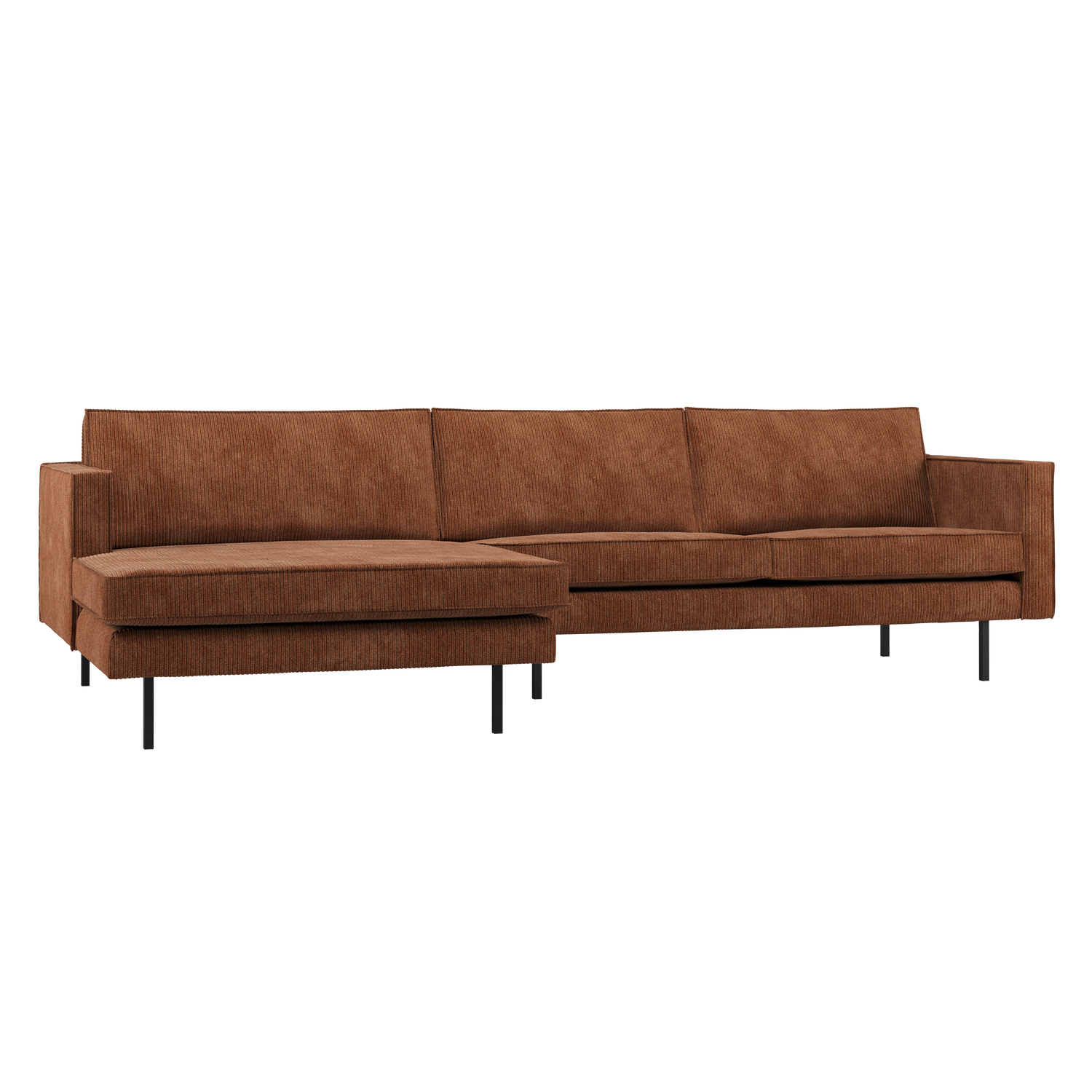 Woood | Chaise longue Rodeo links ribstof roestbruin