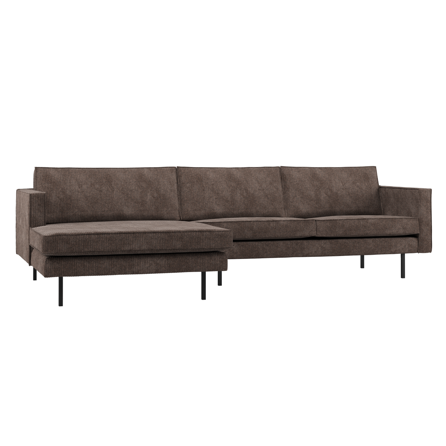 Woood | Chaise longue Rodeo links ribstof bruin