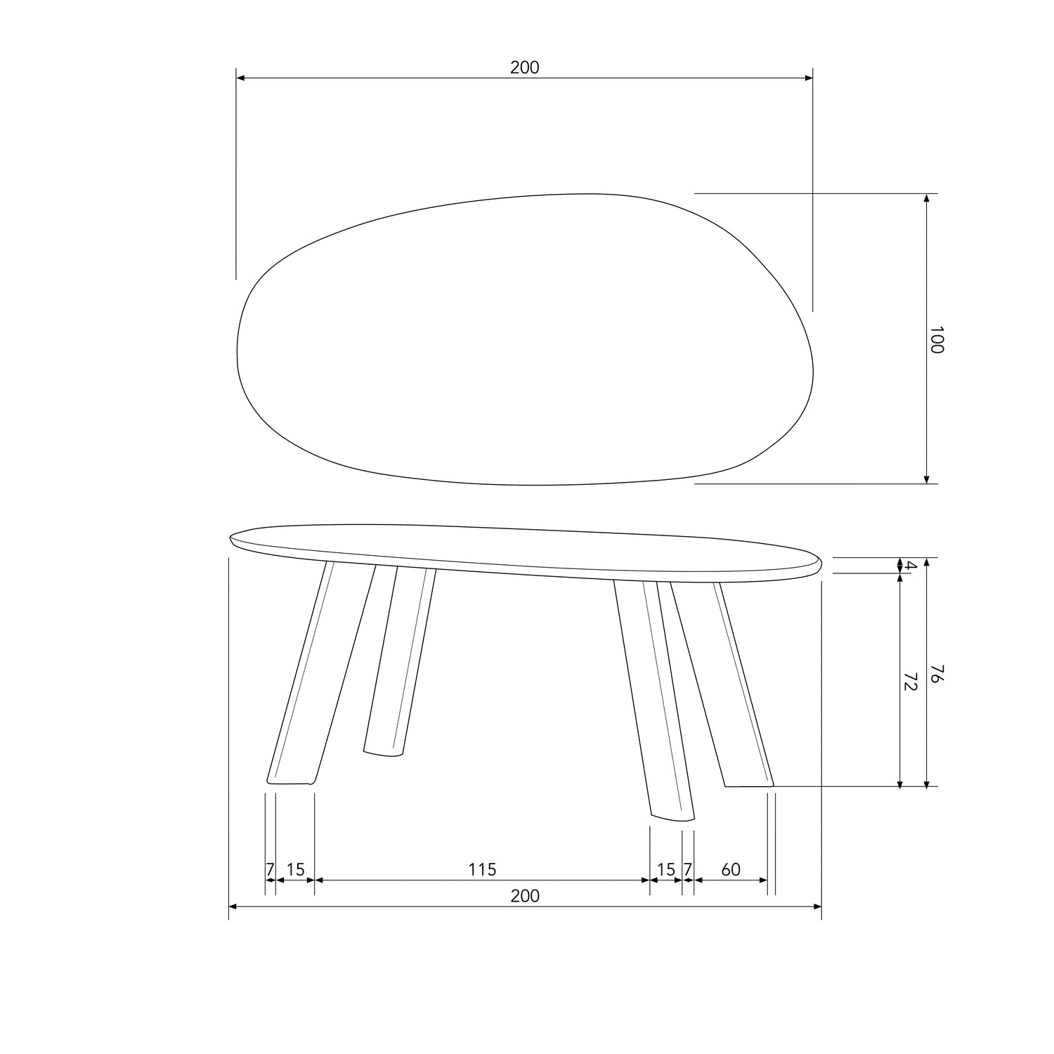 Woood | Eettafel & Bureau Roundly 200cm donkerbruin