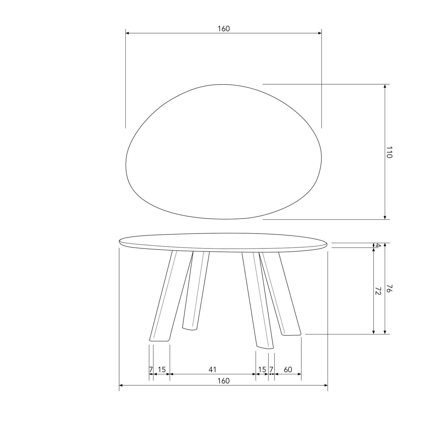 Woood | Eettafel & bureau Roundly 160cm donkerbruin