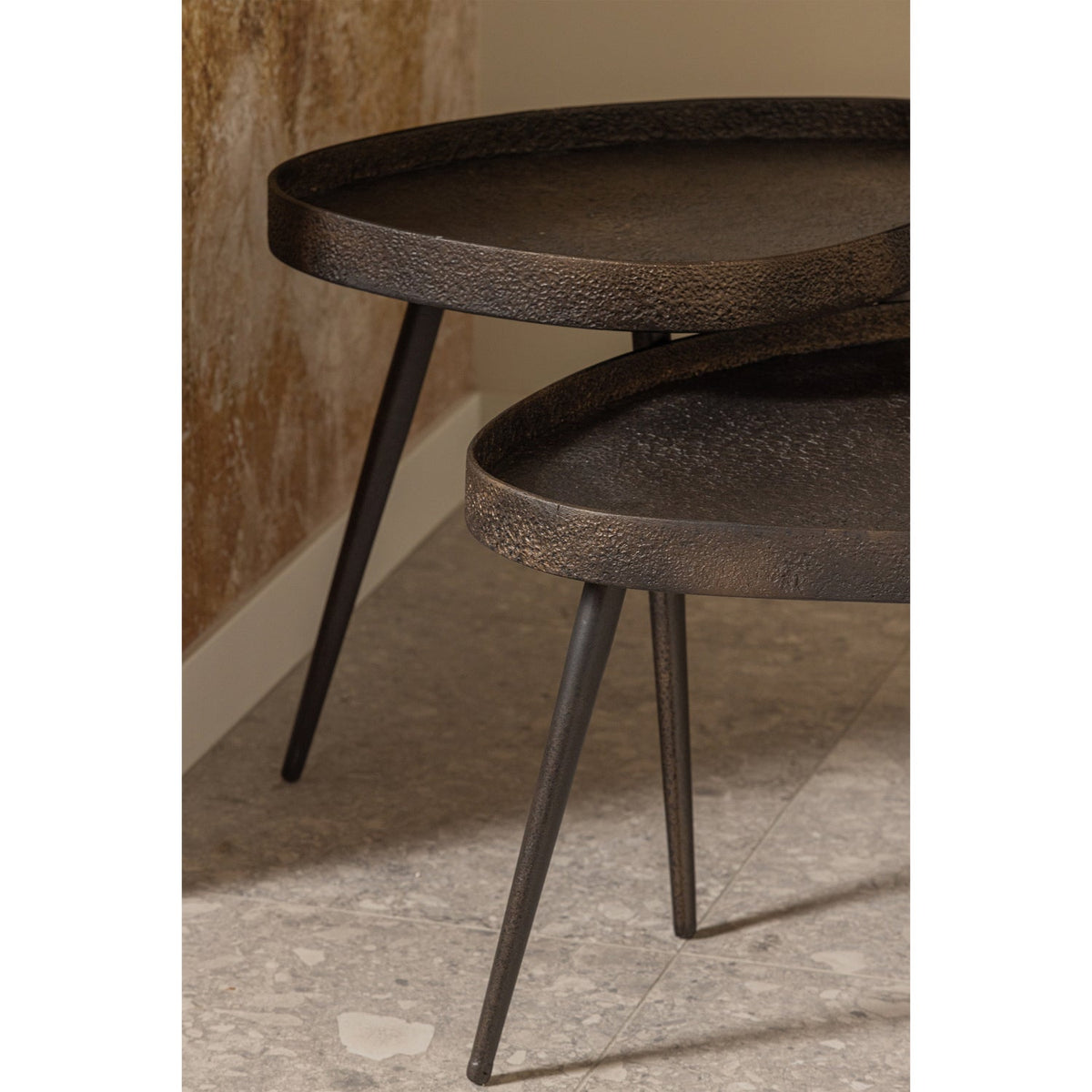 Woood | Bijzettafels Crude set2 antique brons