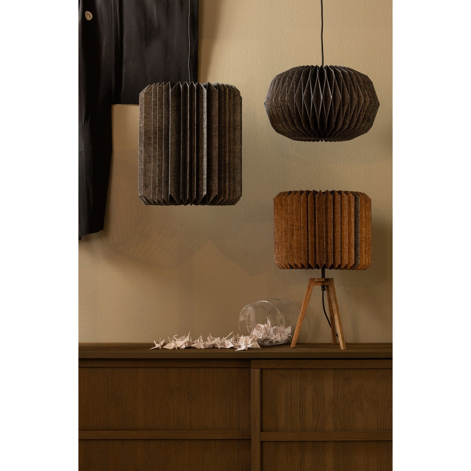 Woood | Hanglamp Globe papier naturel/zwart