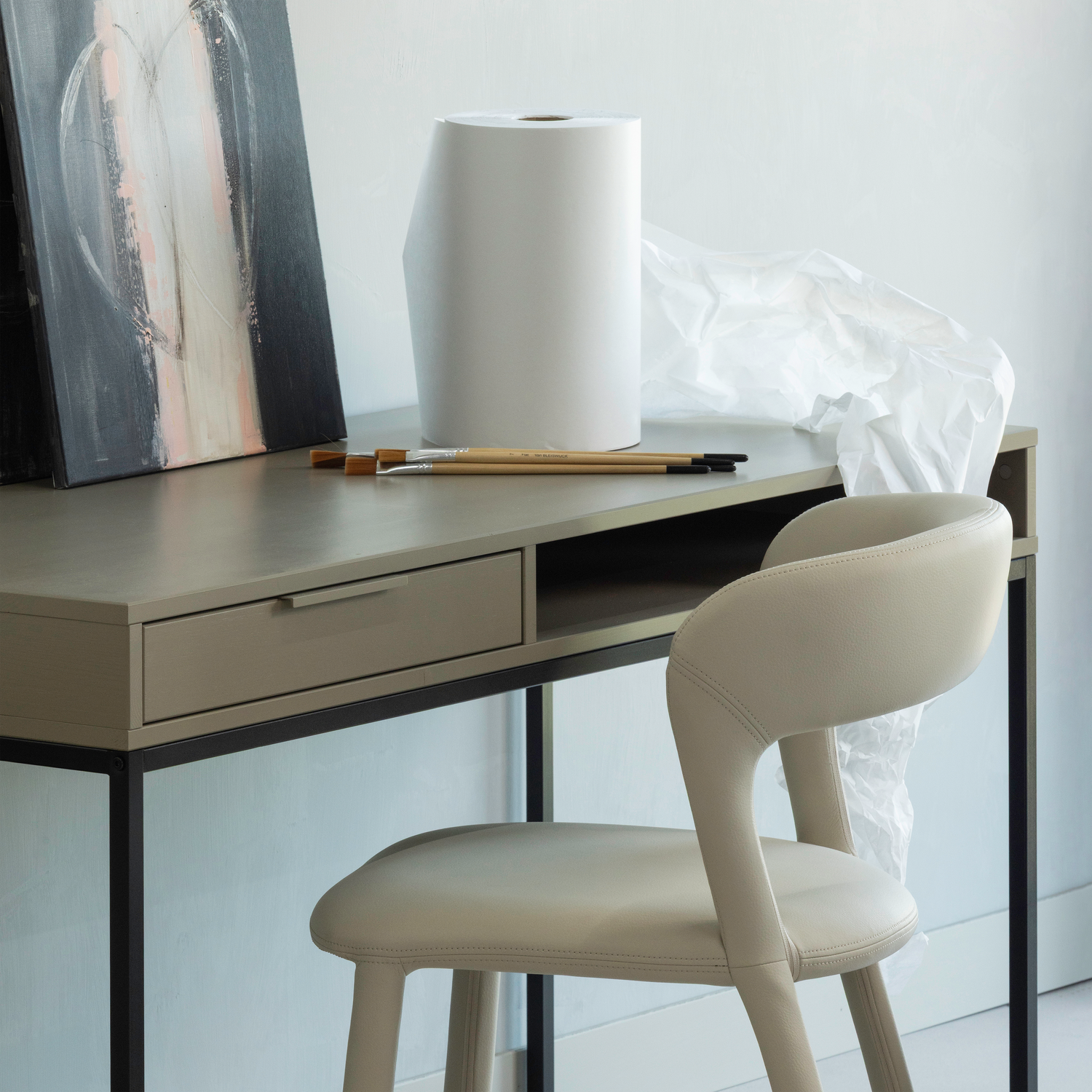 Woood | Eetkamerstoel Noble leerlook beige