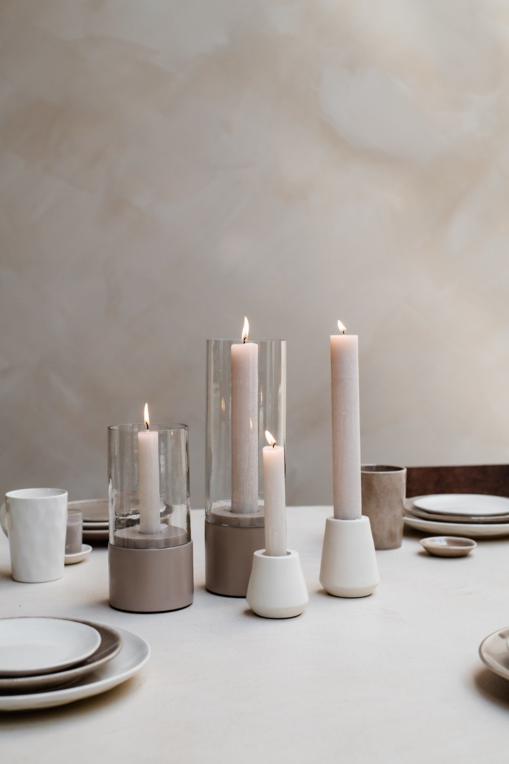 Home Society | Windlicht Mindy taupe 21cm