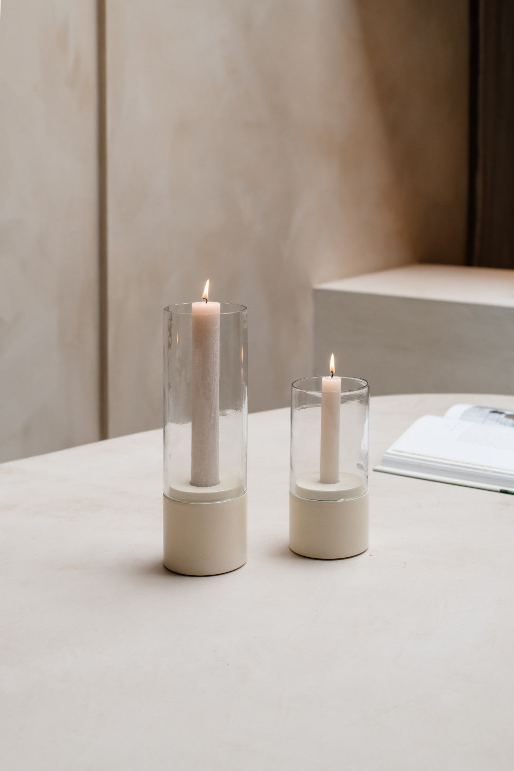 Home Society | Windlicht Mindy beige 31,5cm