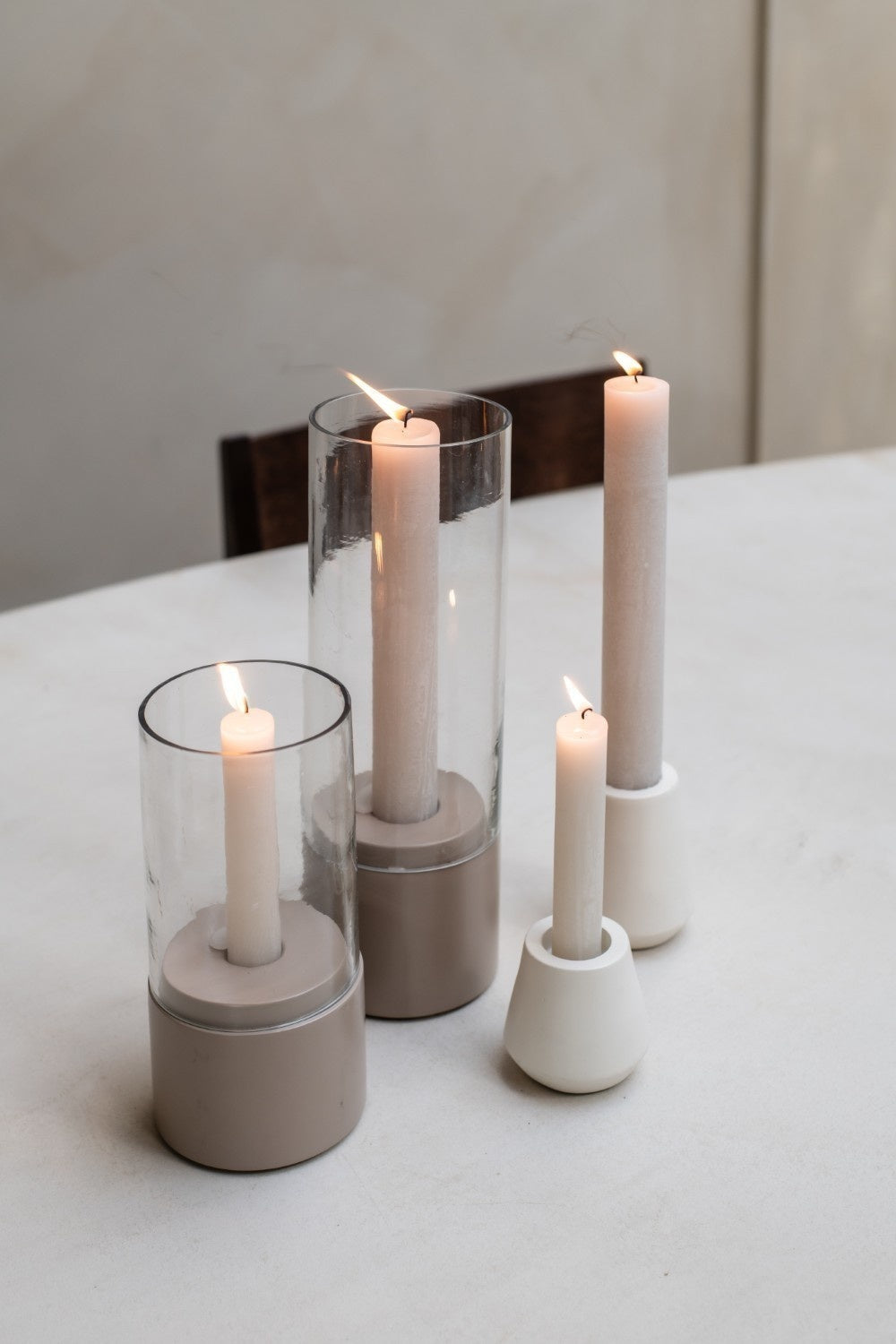 Home Society | Windlicht Mindy taupe 31,5cm