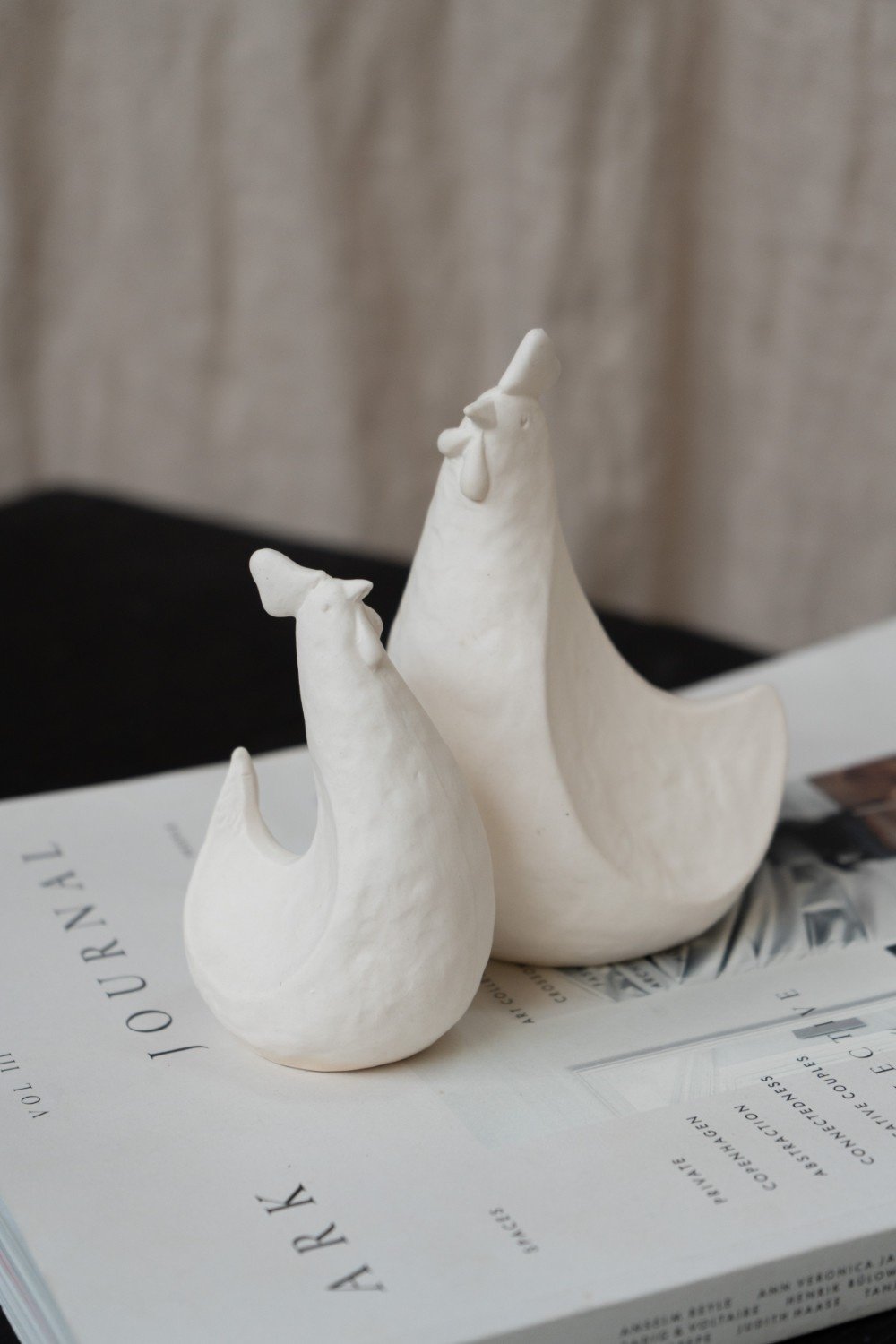 Home Society | Kippen porselein wit (set2)