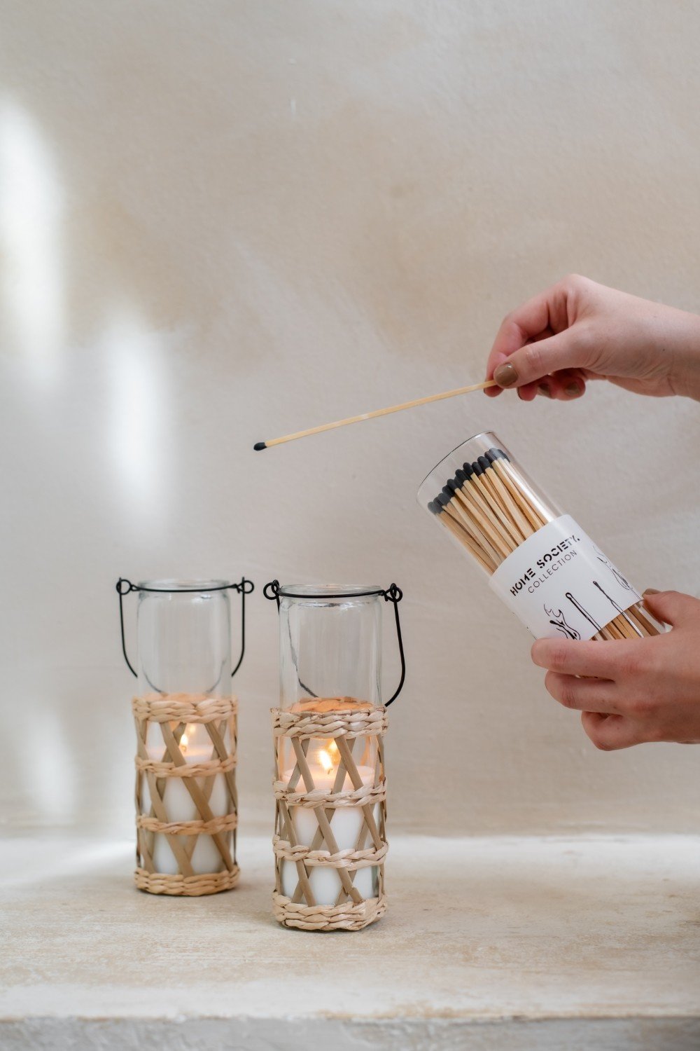 Home Society | Kaars in glas Reed wit