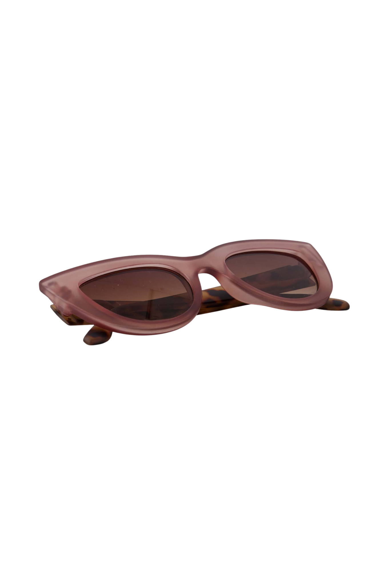 Zusss | Cat eye zonnebril met panterprint details incl koker zacht roze