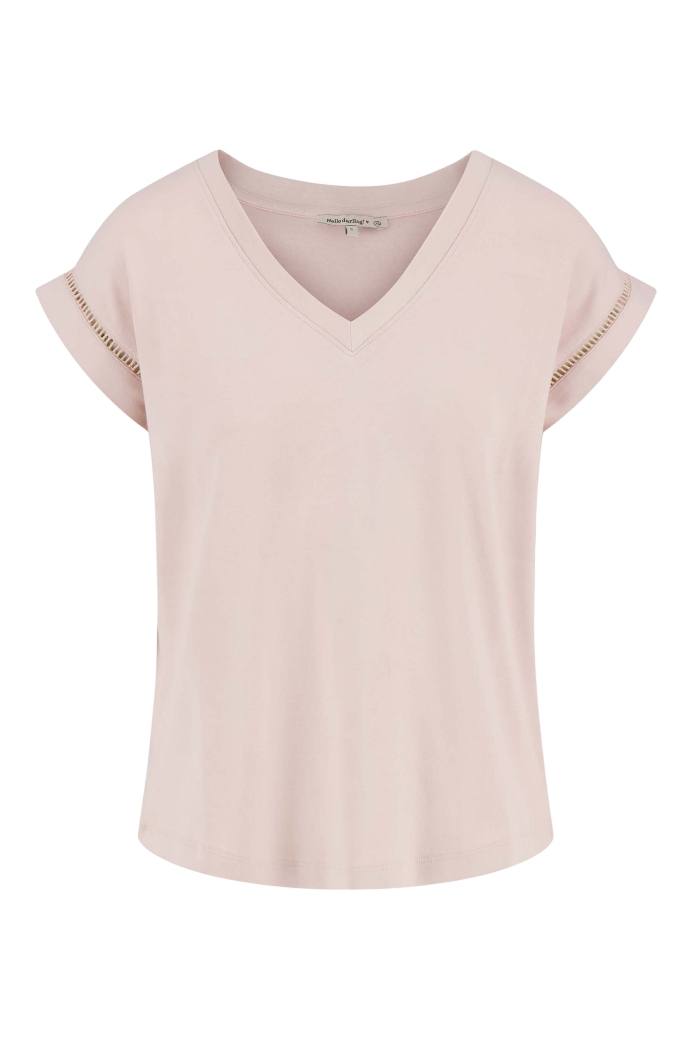 Zusss | T-shirt met opengewerkt detail soft pink