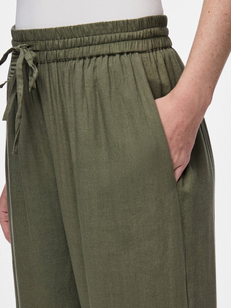 Pieces | Broek Pia wide deep lichen green NOOS