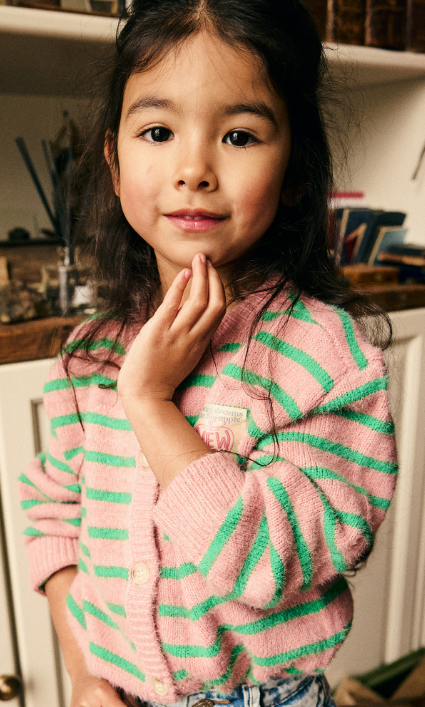 Daily7 | Vest gebreid strepen lilas