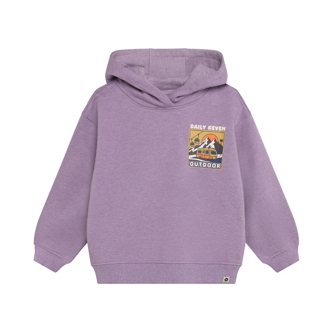 Daily7 | Hoodie oversized chest print purple melange