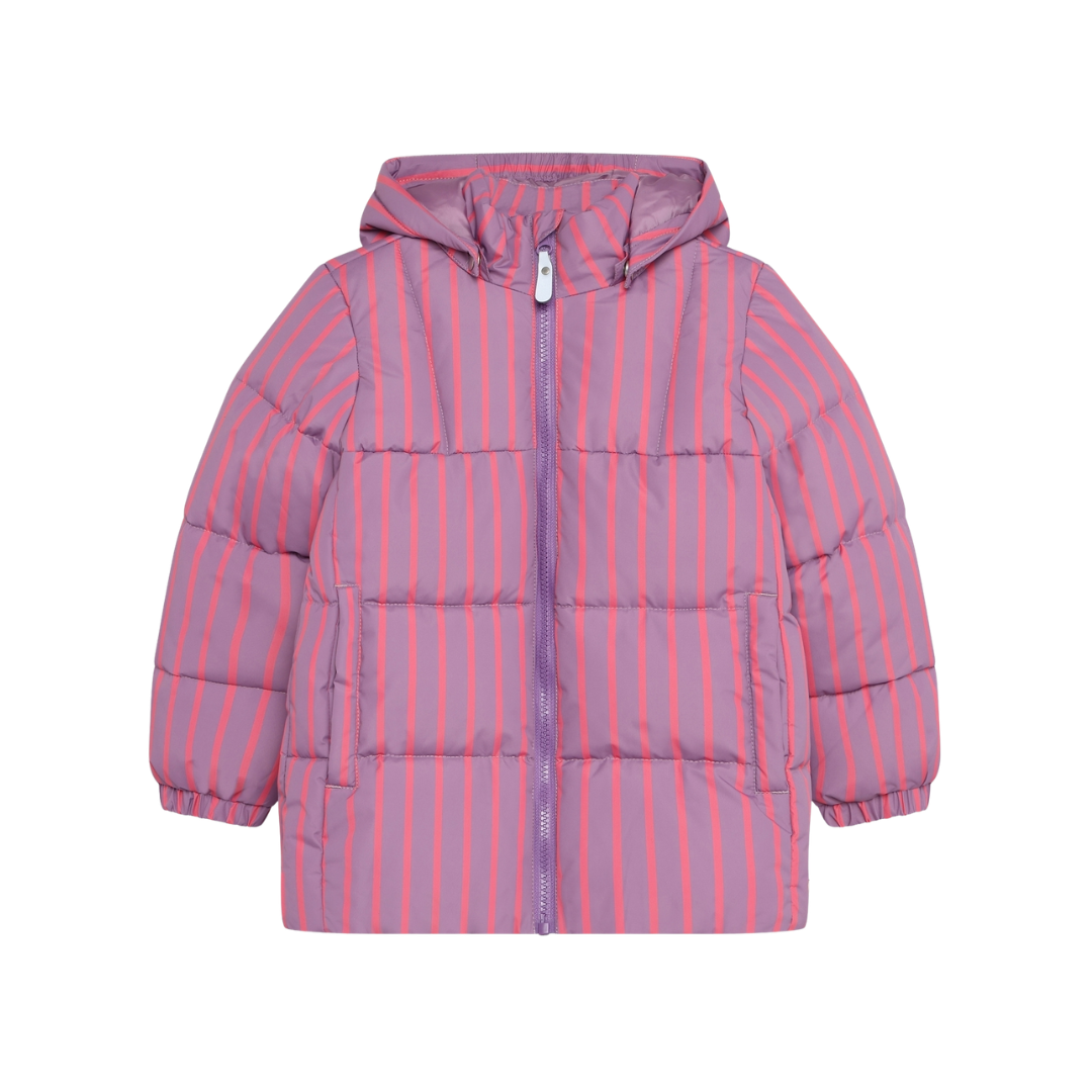 Daily7 | Winterjas gestreept paars roze