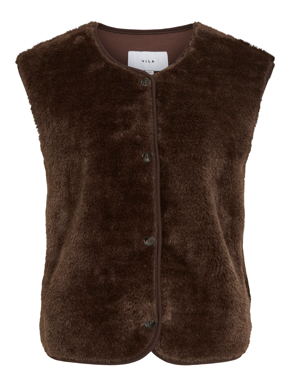 Vila | Fake fur gilet Fallulah coffe bean