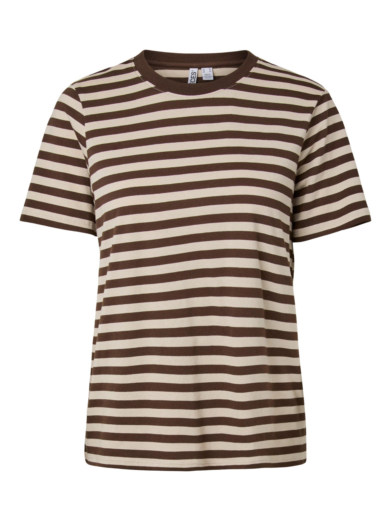 Pieces | T-Shirt Ria stripes hot fudge silver grey