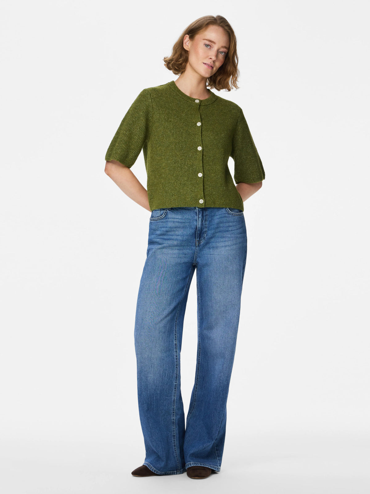 Pieces | Gebreid vestje Silly sphagnum melange NOOS.