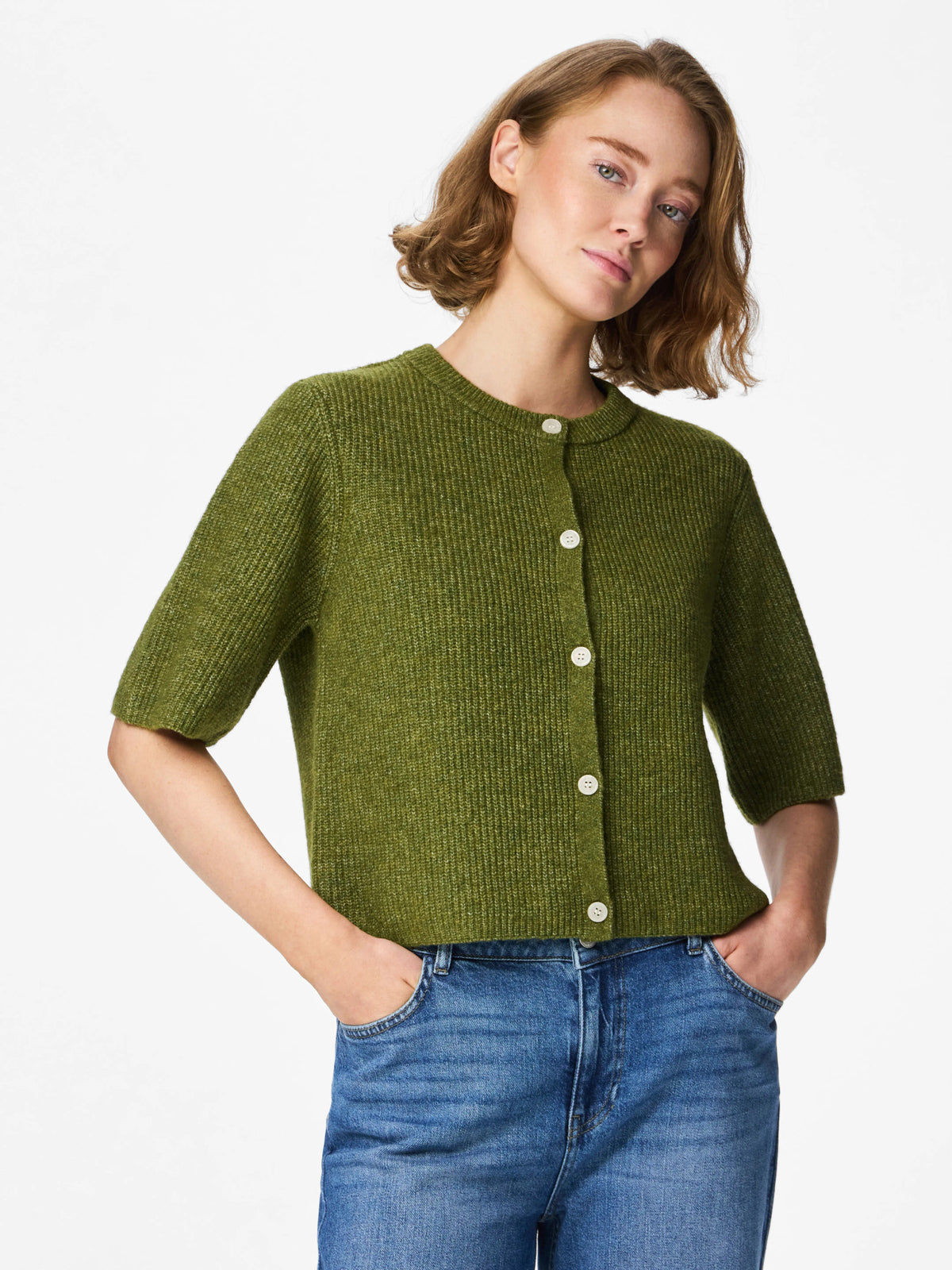 Pieces | Gebreid vestje Silly sphagnum melange NOOS.