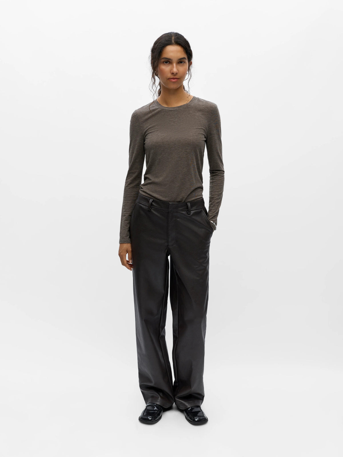 Object | PU pantalon Liva wijd seal brown NOOS