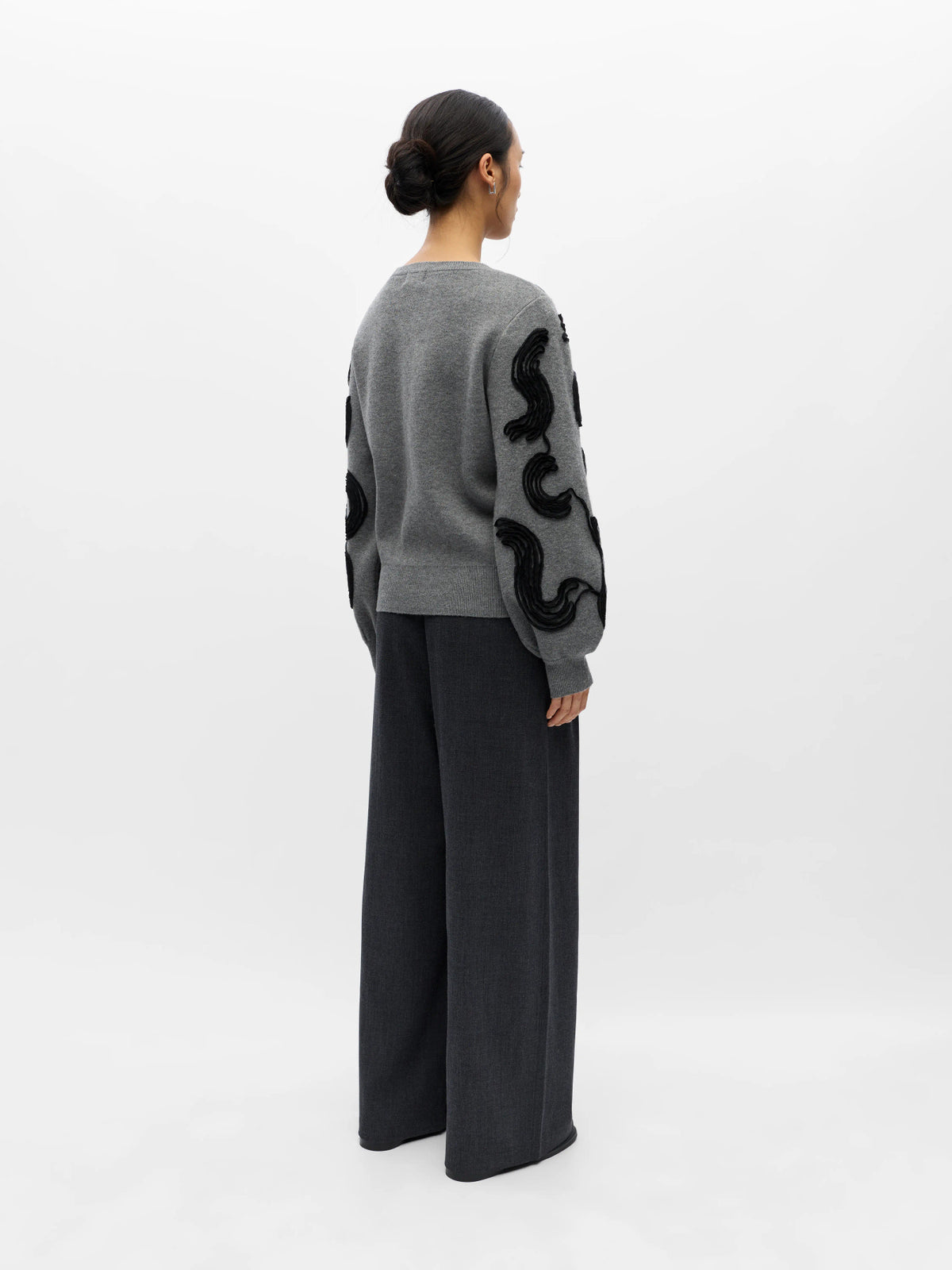 Object | Trui Farah grijs met zwart patroon