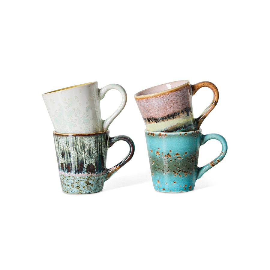 HK Living | 70s ceramics: espresso mugs, softness (set of 4)