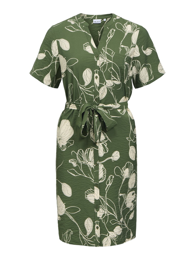 Object | Jurk Jacira bronze green birch flowers/leafs NOOS