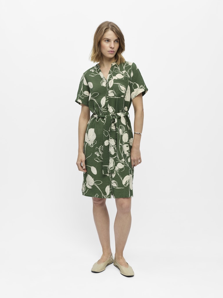 Object | Jurk Jacira bronze green birch flowers/leafs NOOS