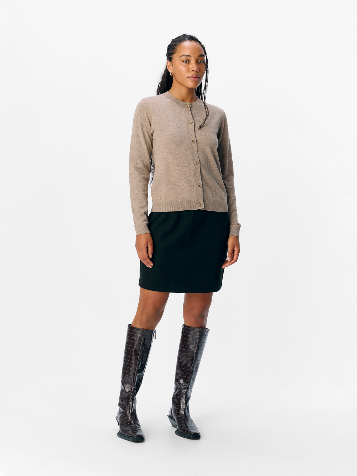 Object | Gebreid vest Thess NOOS desert taupe melange