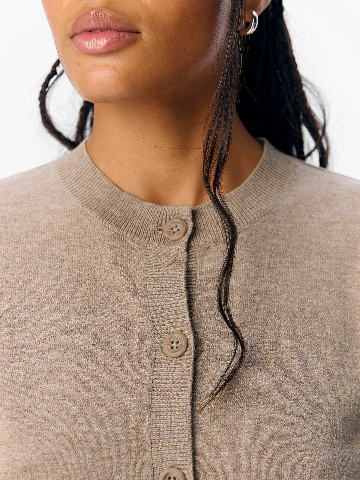 Object | Gebreid vest Thess NOOS desert taupe melange