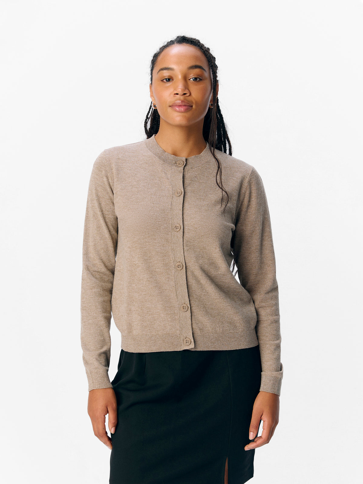 Object | Gebreid vest Thess NOOS desert taupe melange