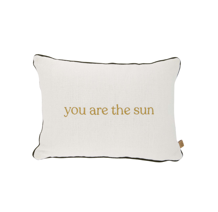 Zusss | Kussen you are the sun hartjes 35x25cm off white / groen